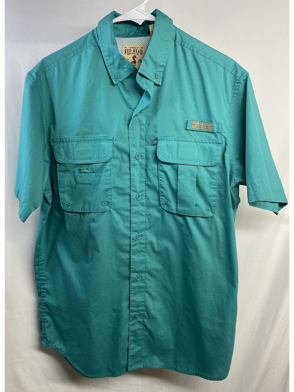 RED HEAD Brand Co. Men's Vented Teal Fishing Sport Shirt Size Medium